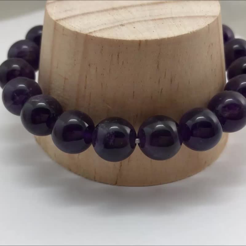 宝石情人手串 紫水晶2入6mm 10mm水晶手链弹性手围 情人节礼盒 - 手链/手环 - 宝石 紫色
