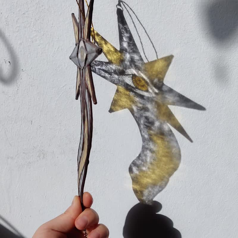 灰色与黄色星星，彩绘玻璃饰品，天体居家装饰，星星艺术 - 墙贴/壁贴 - 玻璃 多色