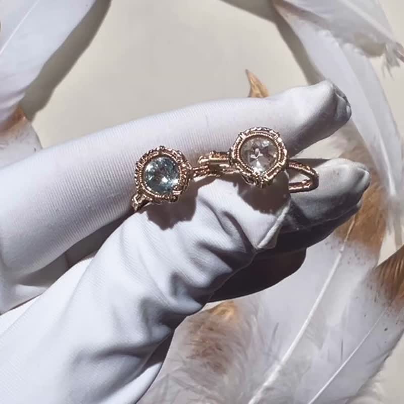 纯手工14K包金绕线海蓝宝开口戒指 - 戒指 - 宝石 多色