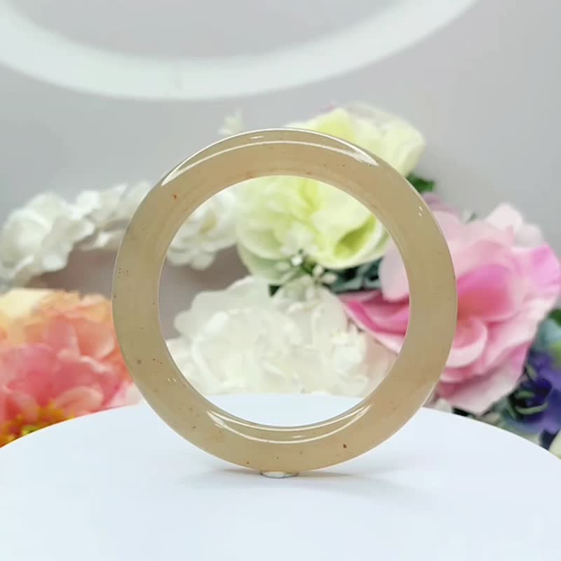 NO.182 藕粉冰糖桂花糕圆镯 内径 56MM 圈口 佘太翠玉镯 手环 圆条 - 手链/手环 - 玉石 多色
