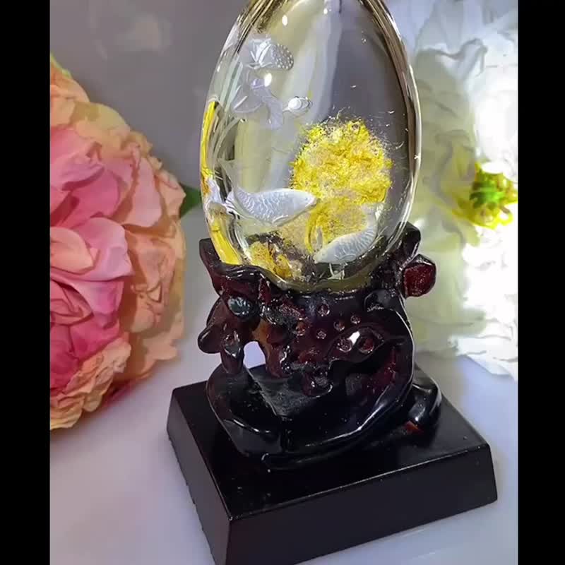 这雕工绝了 莲年有鱼 景石浇花水晶精工雕刻NO1吉祥风水摆件 - 摆饰 - 水晶 透明