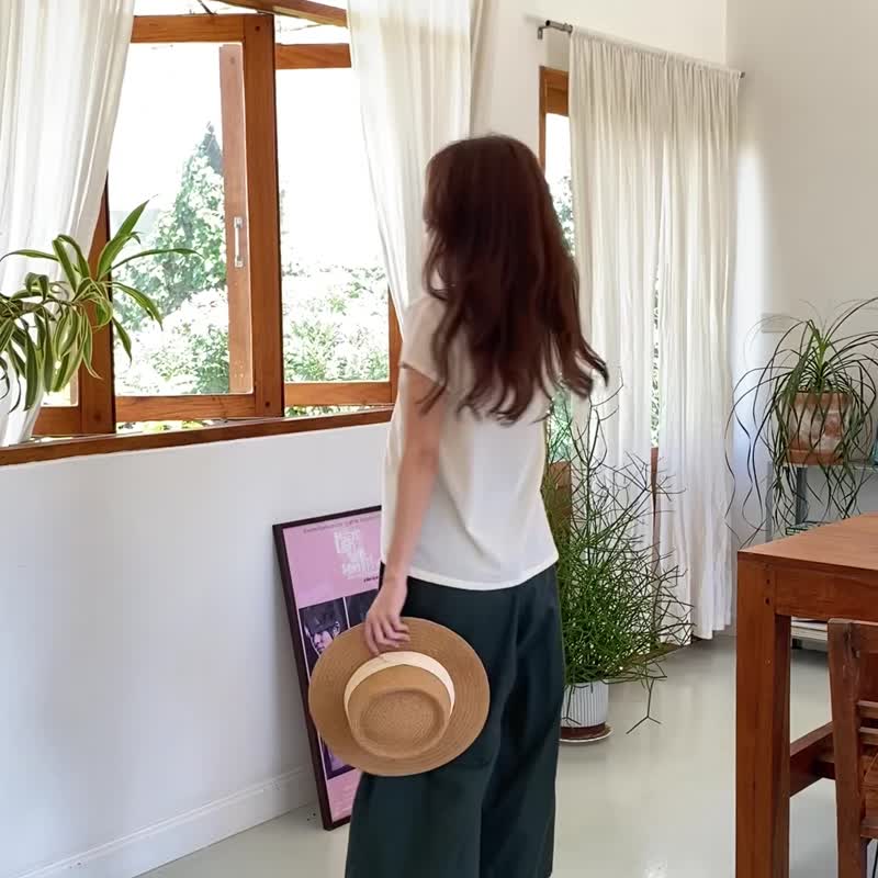 常春藤衬衫，棉质衬衫，V领，短袖。 - 女装上衣 - 棉．麻 多色