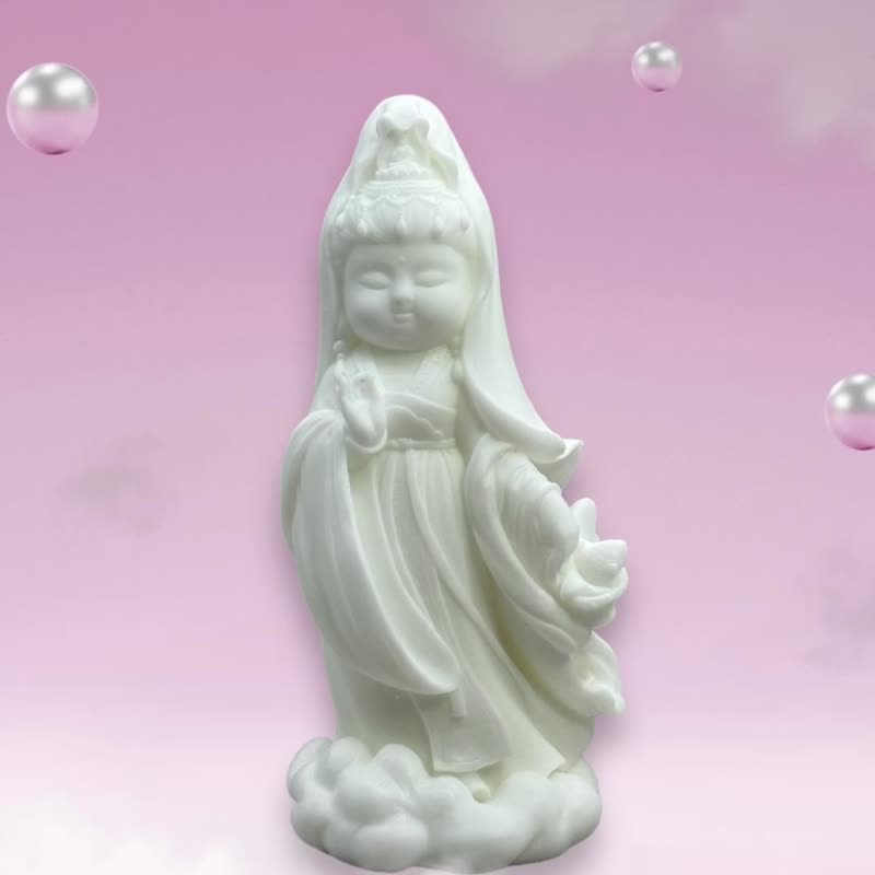 禅意摆件 观音33 鱼篮观音 精致艺术设计 提升居家艺术美学 - 摆饰 - 树脂 白色