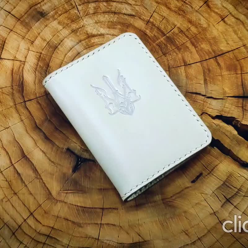 Dock holder made of genuine leather, handmade. for documents, cards. gift packag - 皮件 - 真皮 白色