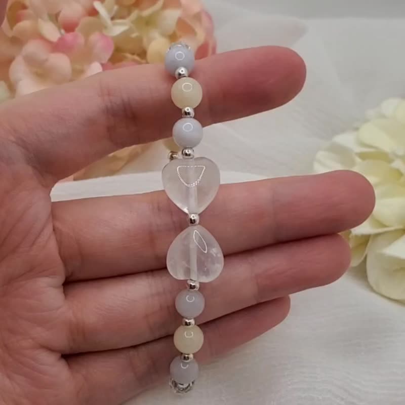 温柔蝴蝶结款白水晶粉摩根手串 - 手链/手环 - 水晶 多色