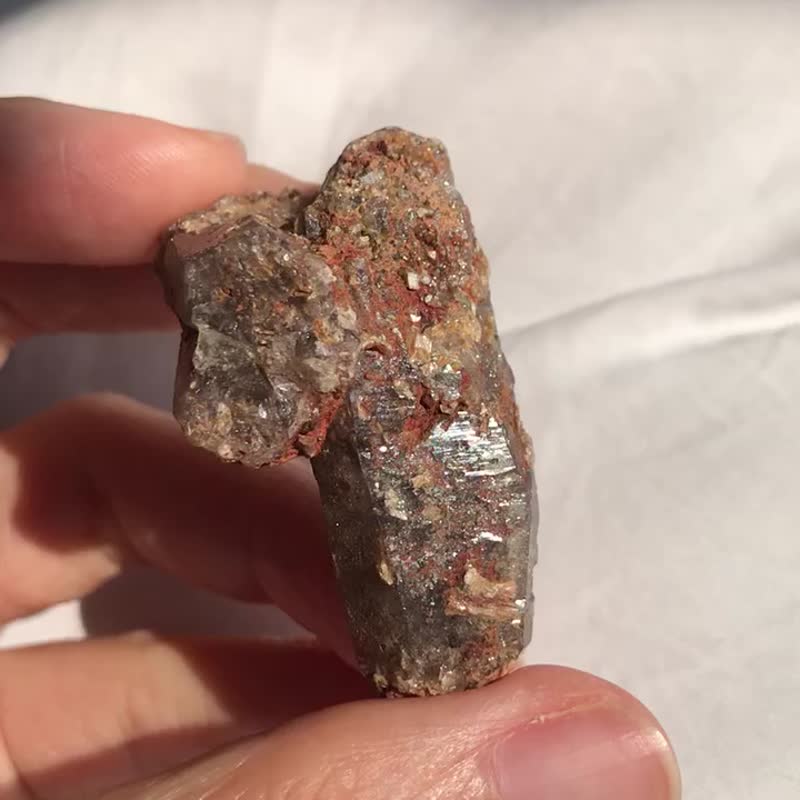 稀有茶水晶簇 金云母 幽灵 碧玺发晶共生 摆件 天然原石 水晶原矿 - 其他 - 水晶 金色