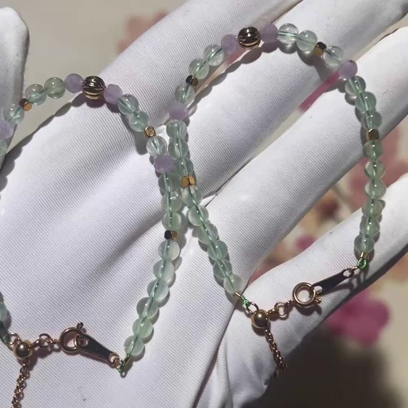 纯手工制作葡萄石宝石手链 - 手链/手环 - 宝石 多色