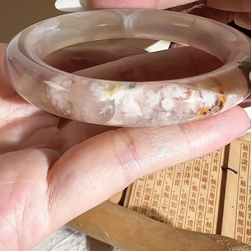 樱花玛瑙手镯 玛瑙手镯可爱成形群花银杏绿叶意境美 - 手链/手环 - 玉石 