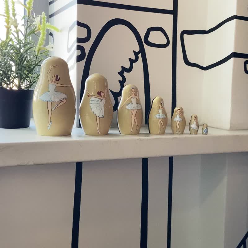 Ballet Russian Nesting Dolls 7 pcs - Ballerina Gifts - Matryoshka Ballerina Doll - 玩具/玩偶 - 木头 