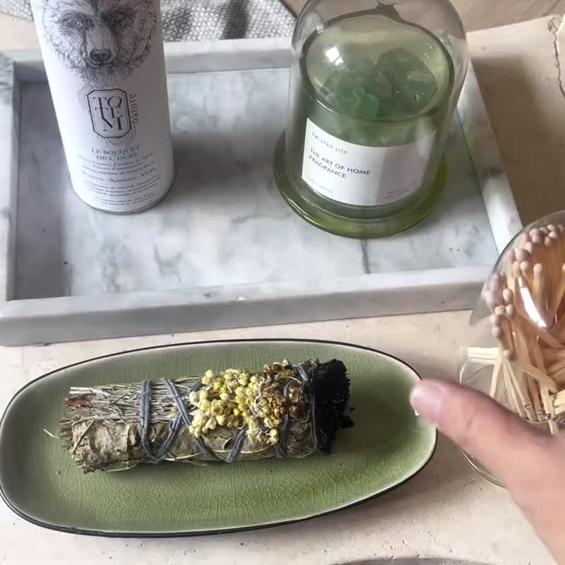 法国Totem Nature 有机净化薰香套装 【熊花束+瓷盘+棉麻提袋】 - 蜡烛/烛台 - 植物．花 