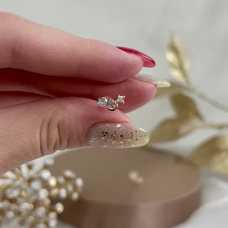 【冬季限定】18K/10K 蓝色托帕石耳环 【Moonlight】 (黄金) - 耳环/耳夹 - 贵金属 
