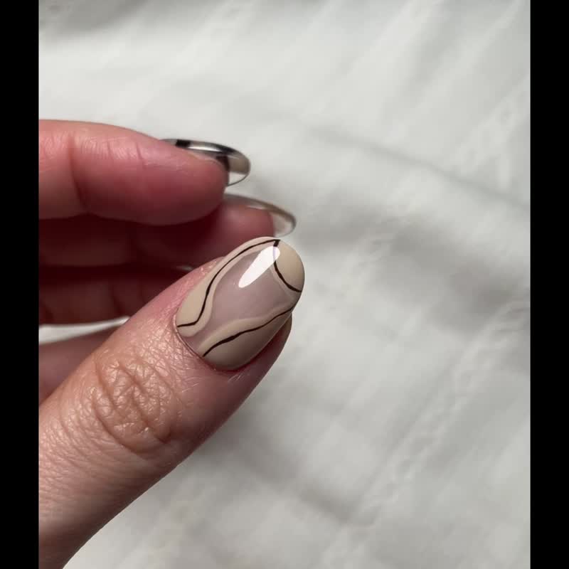 【订制】NO.017 咖啡几何 | 手工穿戴甲 - 指甲油/指甲贴 - 其他材质 咖啡色