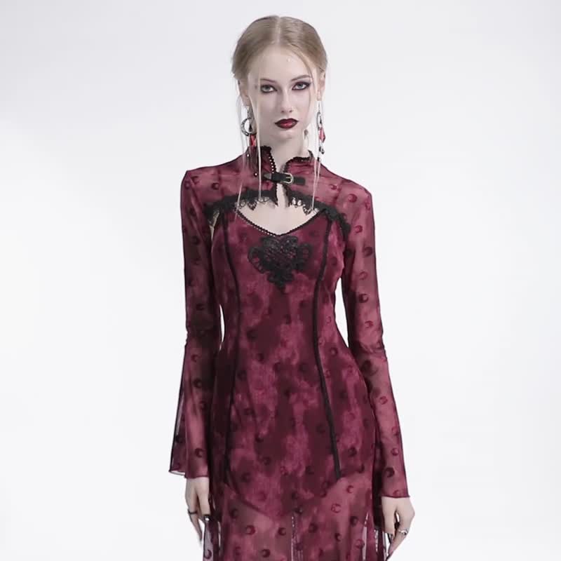 异教徒月神坎肩吊坠连身裙 - 灰 / 红 / 两件式 - 晚装/礼服 - 其他材质 红色