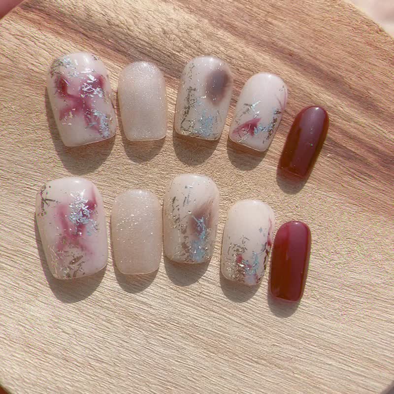 典雅 酒红手工美甲 手绘穿戴甲 Nail arts/Press on nails - 其他 - 其他材质 
