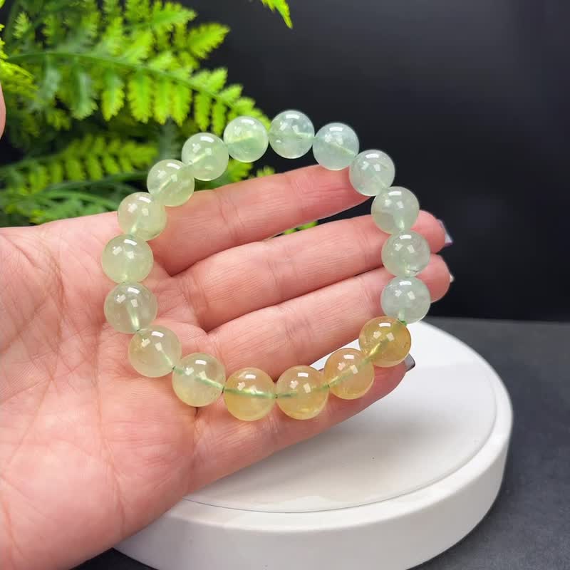 精品渐变色葡萄石手串12mm冰透天然清新圆珠手链男女单圈生辰石 - 手链/手环 - 宝石 