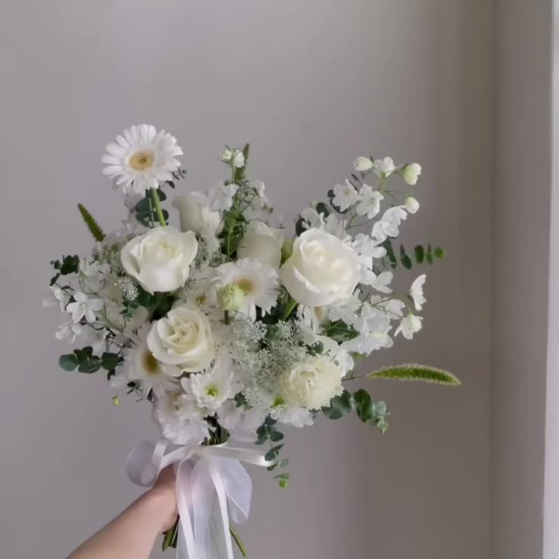 【鲜花】白绿色玫瑰太阳花美式鲜花捧花 - 其他 - 植物．花 白色