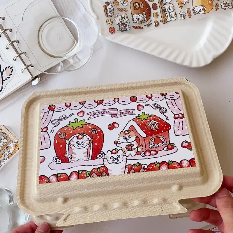 3小喵咪/喵咪甜点屋文具礼盒/福袋 - 贴纸 - 纸 红色