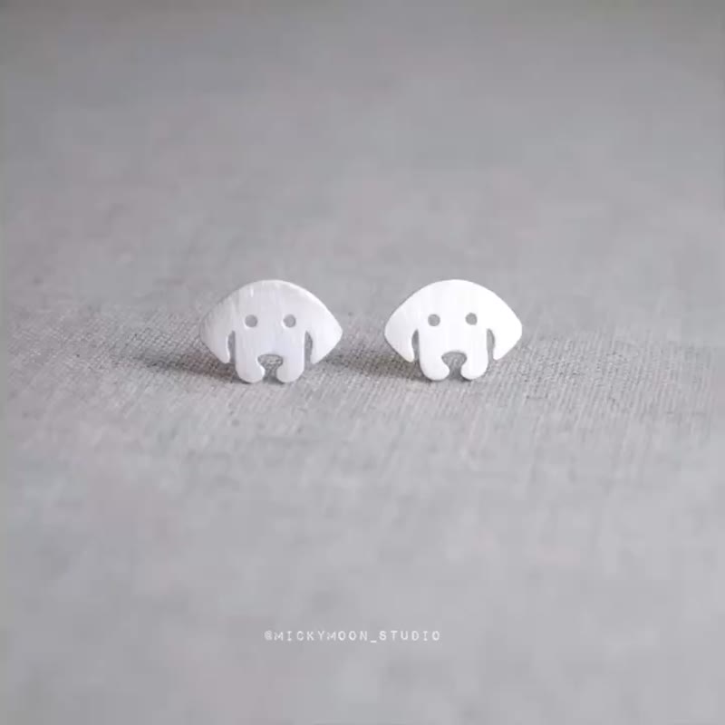 Dog Silver Earrings,925 Sterling Silver - 耳环/耳夹 - 纯银 银色