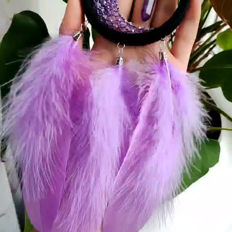 Small amethyst purple dream catcher with amethyst crystal Crescent moon purple - 墙贴/壁贴 - 宝石 紫色