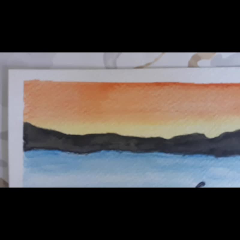 山中湖水彩画，原创艺术，原创艺术呈现 - 插画/绘画/写字 - 纸 多色