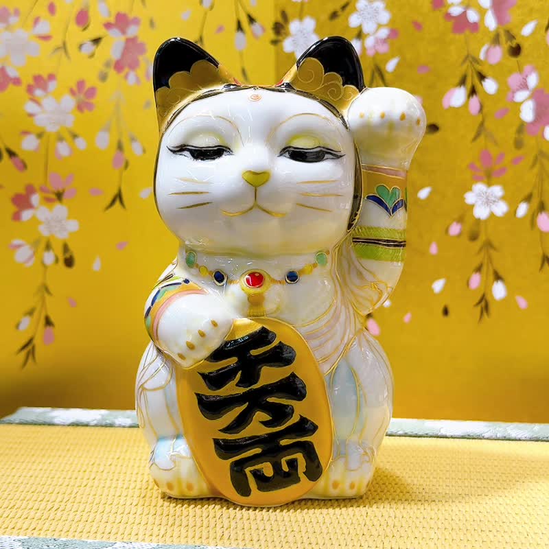 【观灵绽华】日本清水烧招财猫 | 仫绘 - 观音 - 摆饰 - 瓷 白色