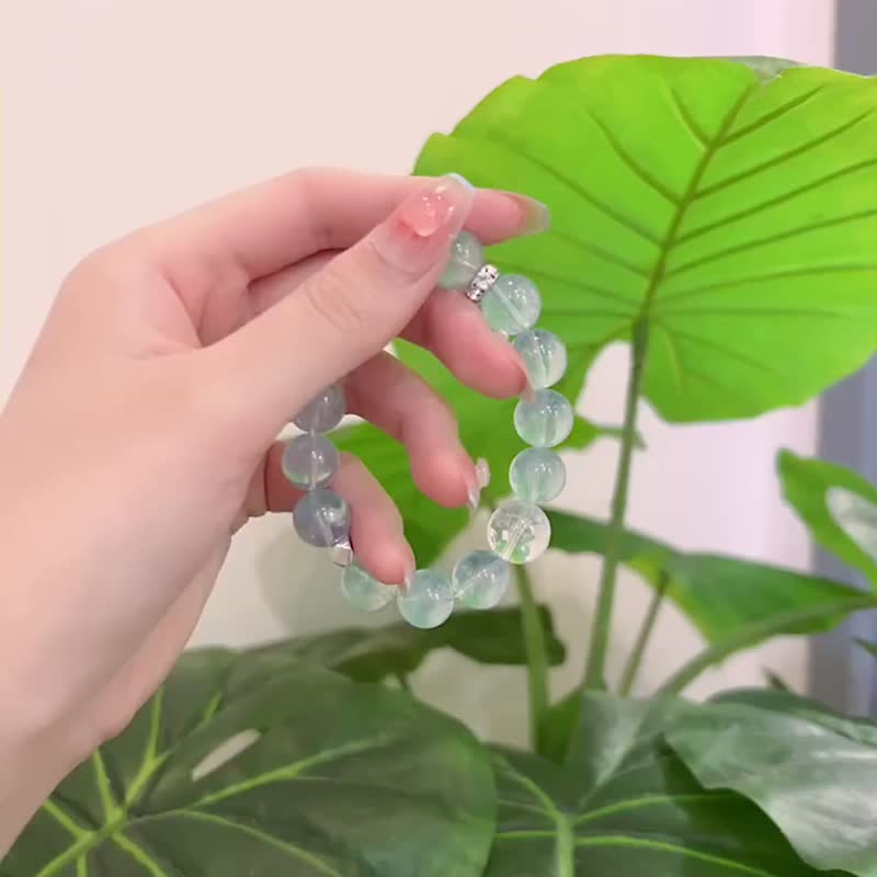 巴西天然碎冰 冰海蓝宝水晶手串 提升表达力 - 手链/手环 - 水晶 蓝色