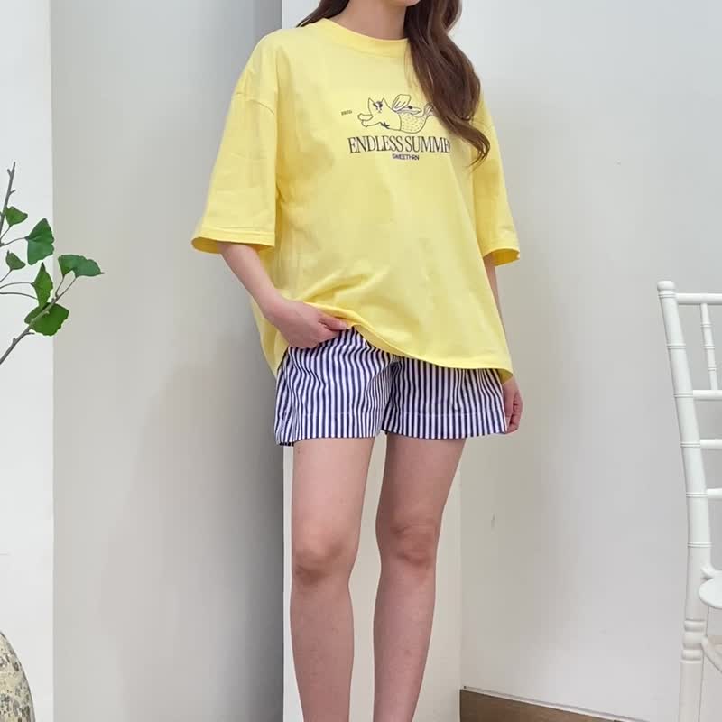 美人鱼猫咪睡衣组 女款 100% 纯棉 夏季家居服 - 居家服/睡衣 - 棉．麻 黄色