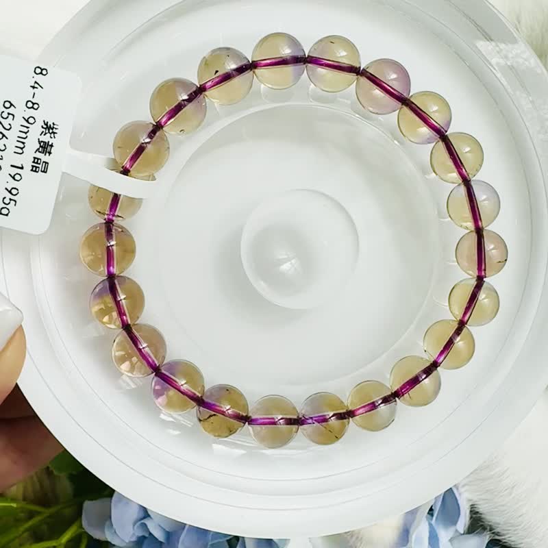 精品玻璃体净体双色渐层紫黄晶 8.4-8.9mm19.95g 招财智慧最强招财 - 手链/手环 - 水晶 多色
