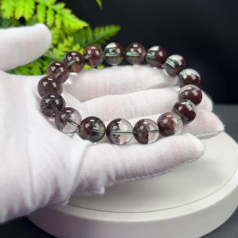 高品质巴西红色幻影幽灵水晶手串12mm冰透干净半盆女热情活力疗愈 - 手链/手环 - 水晶 红色