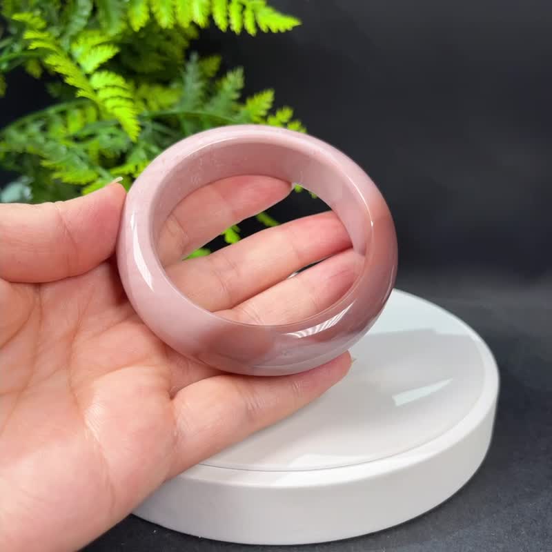 阿拉善玛瑙手镯 57MM 高瓷玉化渐变粉天眼戈壁彩玉手环 友善希望 - 手链/手环 - 半宝石 粉红色