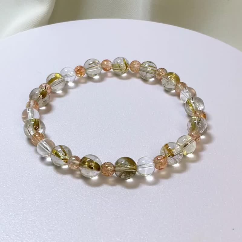 【丰收&财富】 钛晶 金太阳石 白水晶 水晶手链 - 手链/手环 - 宝石 黄色