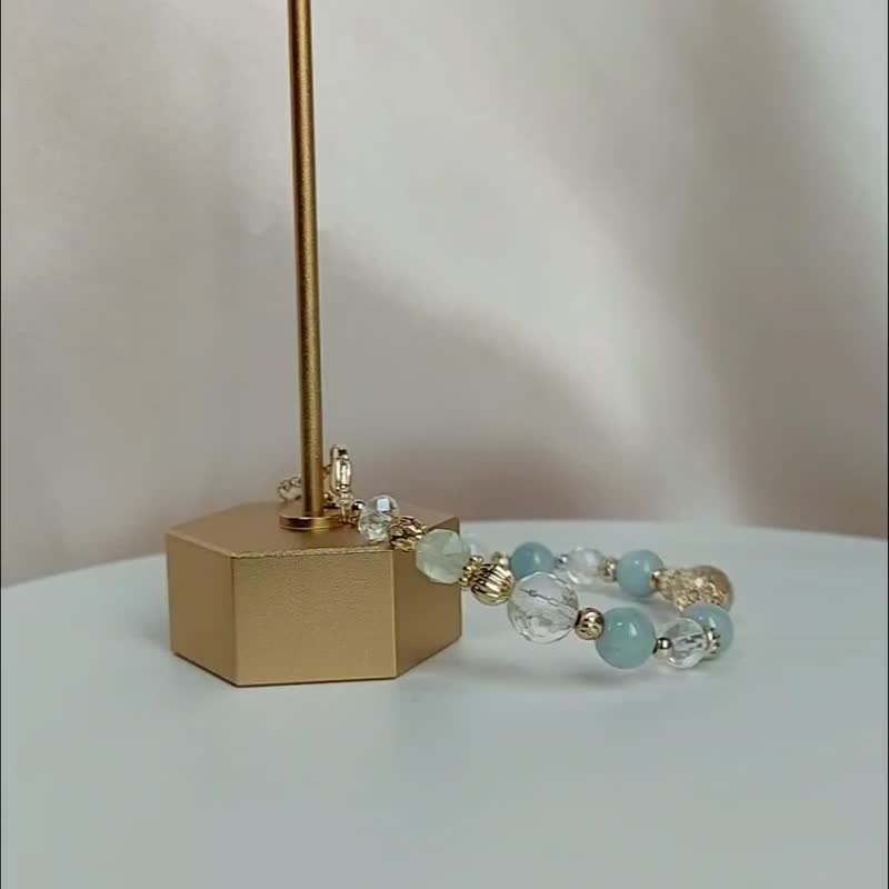 海蓝宝 白水晶 葡萄石 避邪平安 天然石 【蓝色海洋手链】 - 手链/手环 - 宝石 蓝色