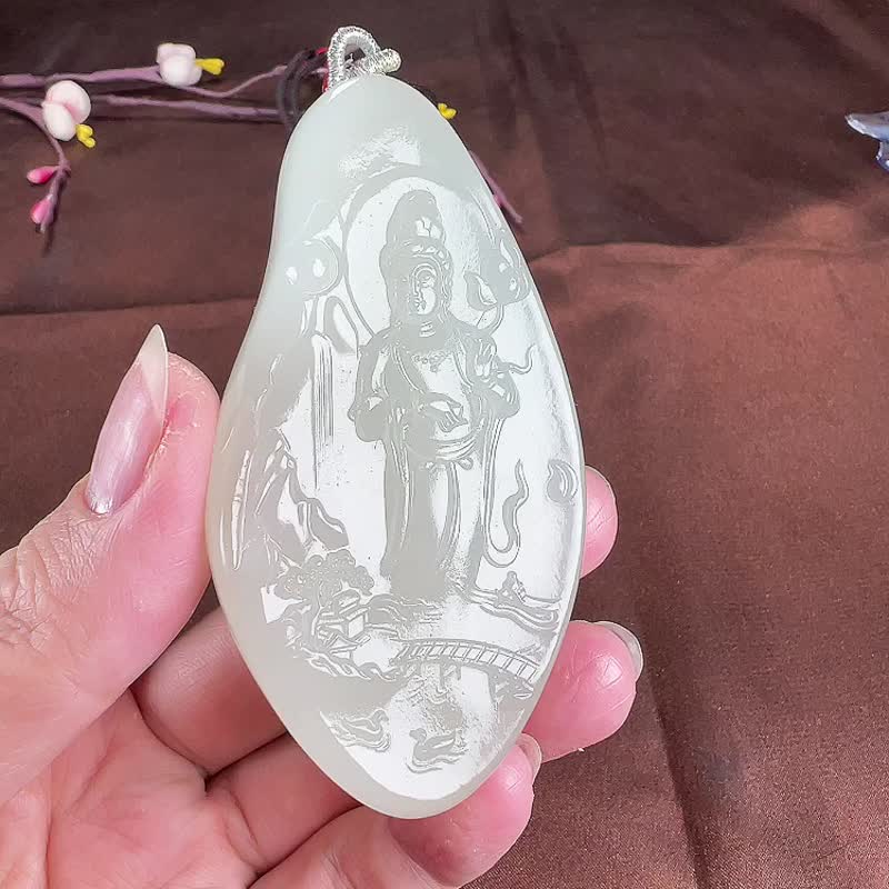 秒杀价 天然新疆和田玉羊脂玉观音吊坠 - 吊饰 - 玉石 