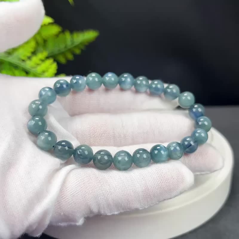 高品质绿蓝晶石手串8mm冰透猫眼蓝晶石手錬单圈叠戴蓝绿手珠女款 - 手链/手环 - 宝石 