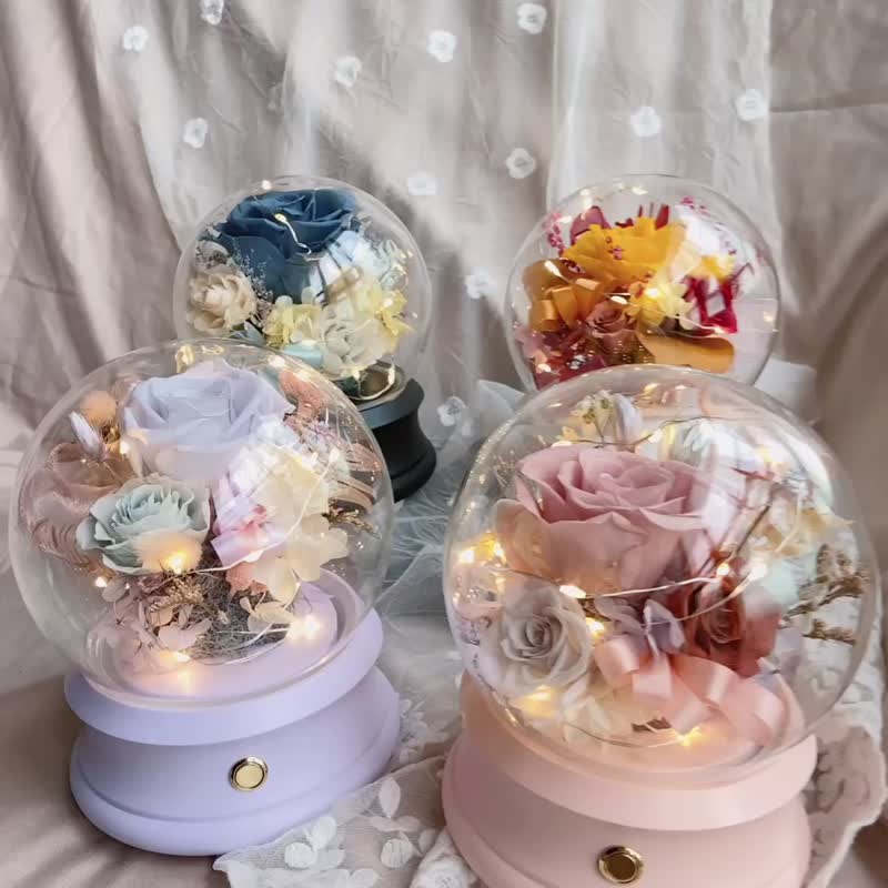 水晶球 永生花夜灯 蓝牙喇叭 永生花玻璃球 永生花桌花 生日礼物 - 干燥花/捧花 - 植物．花 多色