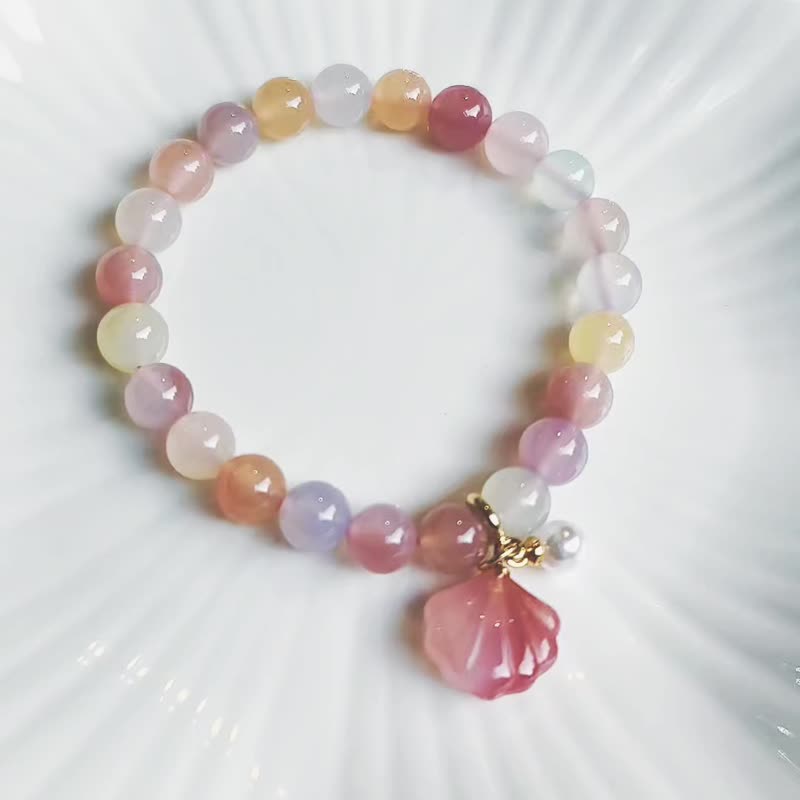 顶级彩虹玛瑙 贝 春意盎然 招财 七脉轮 心想事成 手链 限量 礼物 - 手链/手环 - 宝石 多色