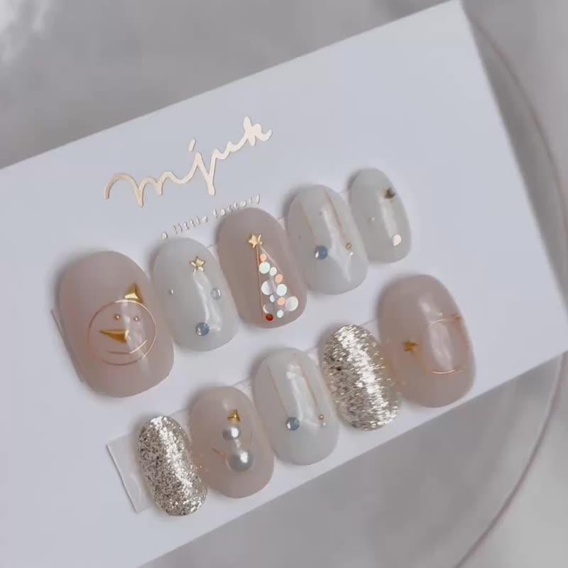 圣诞节 / 线条雪人 - 指甲油/指甲贴 - 其他材质 白色