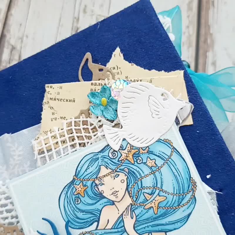 美人鱼蒸汽朋克垃圾日记手工制作海洋航海童话日记出售 - 笔记本/手帐 - 纸 蓝色