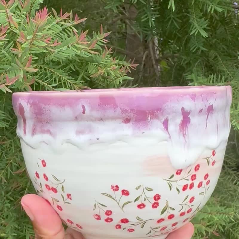 500 毫升花香抹茶碗 - 花瓶/陶器 - 陶 