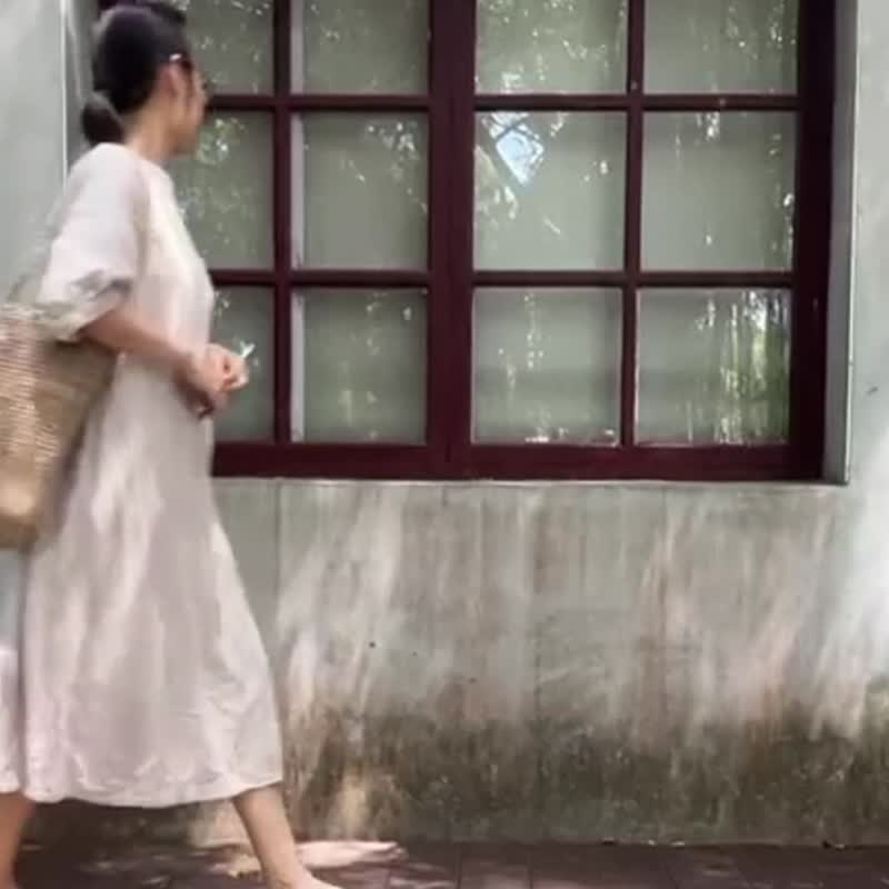 100%Hemp手工针织袋(拉链)_公平贸易 - 手提包/手提袋 - 棉 卡其色