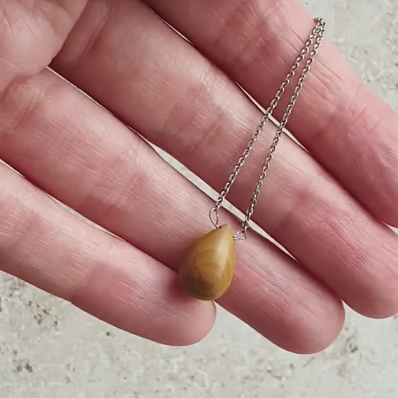 虎眼石泪滴项链，925 纯银，射手座宝石，处女座礼物 - 项链 - 宝石 黄色