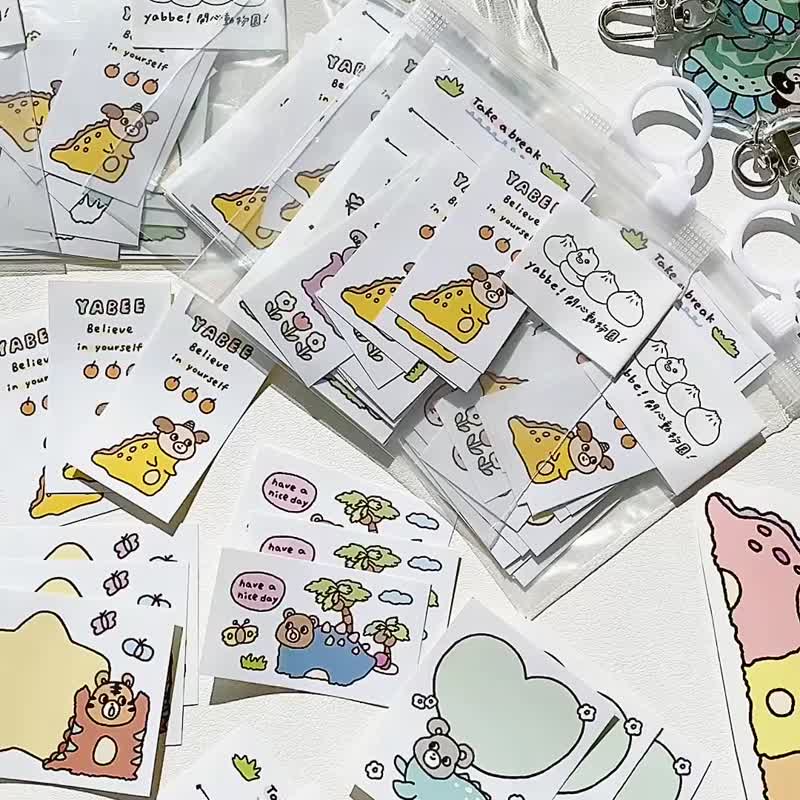 开心动物园/开心恐龙动物园方形贴纸包21张入/可书写 - 贴纸 - 纸 黑色