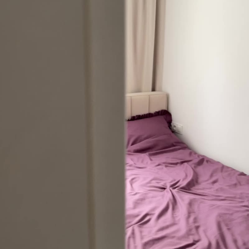 荷叶边枕头套 - 梅子色，100% 纯棉缎织，信封式开口 - 寝具 - 棉．麻 紫色