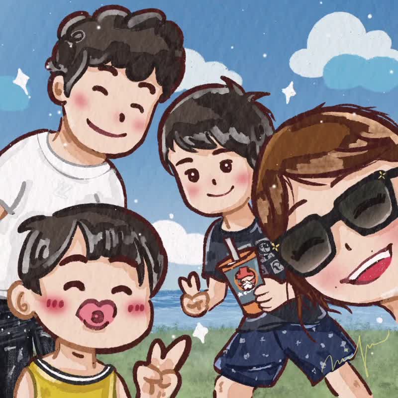 【似颜绘】精致似颜绘-节庆贺卡/父亲节/母亲节/生日祝贺/情人节 - 电子手绘真人画像/绘画/插画 - 其他材质 