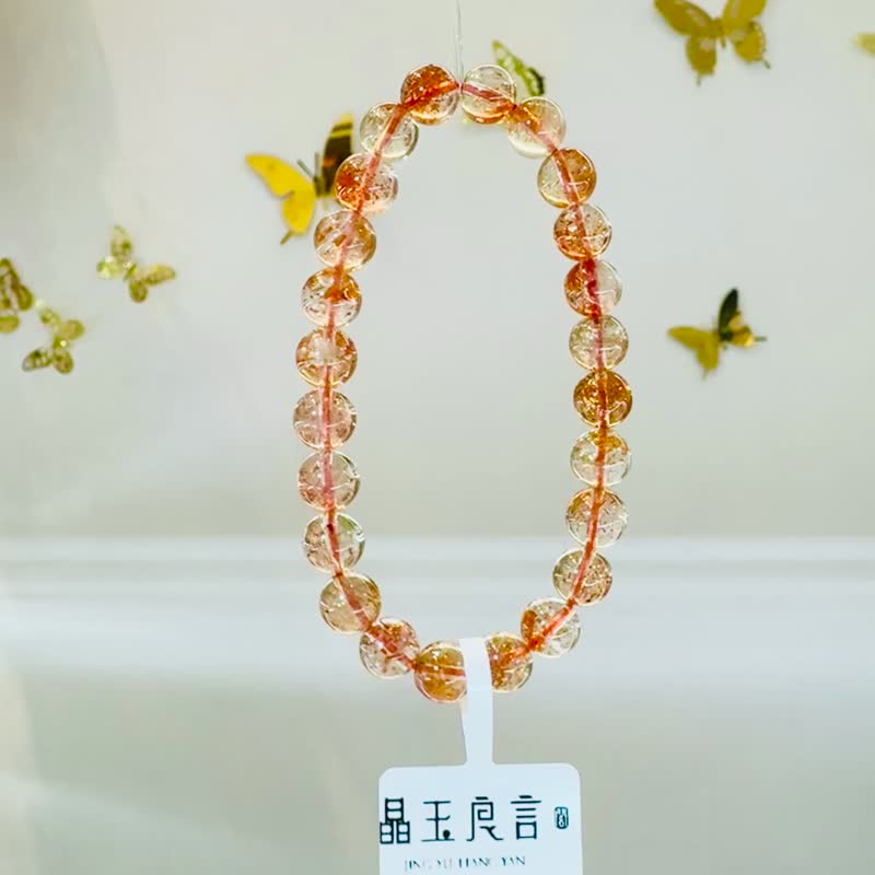 透体闪亮金太阳太阳石7.5mm14.70g化太岁事业旺财阳气正面磁场 - 手链/手环 - 水晶 红色