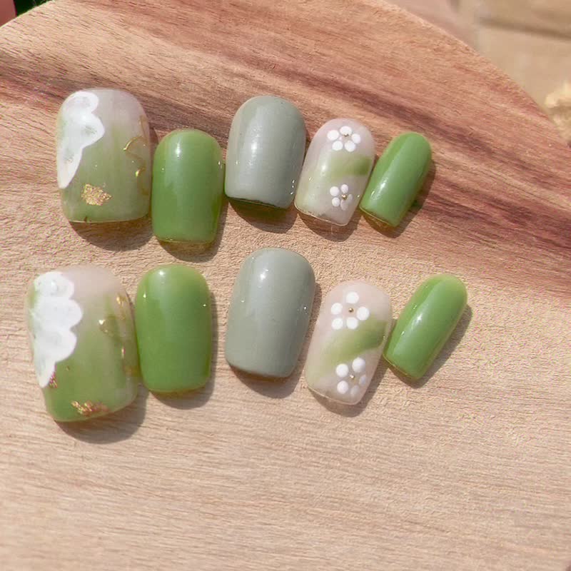 绿意 可爱 手工美甲 手绘穿戴甲 Nail arts/Press on nails - 其他 - 其他材质 绿色
