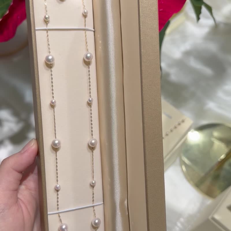 4+6.5mm akoya 珍珠项链 18k 金满天星项链 海水珍珠项链 京都直送 - 项链 - 珍珠 白色