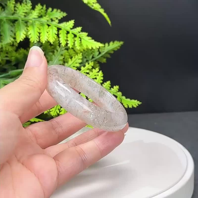 精美 黑金超七水晶手镯 51MM 冰润星光闪片石英手环 招财积极活力 - 手链/手环 - 水晶 