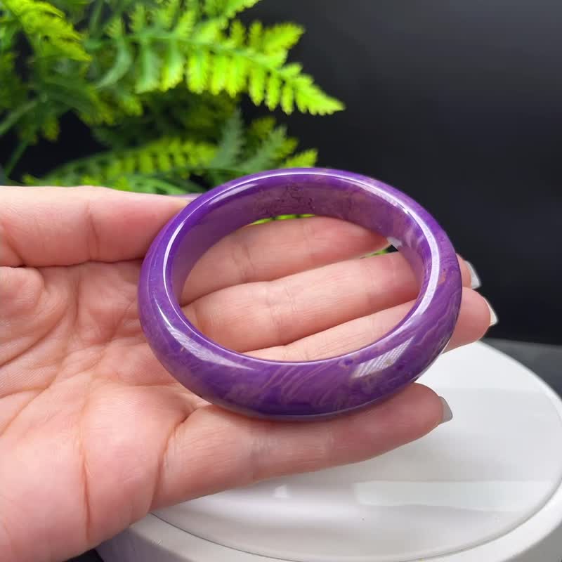 优质梦幻紫云母手镯 55MM 高瓷天眼飘花 情人石手环 色泽浓郁优雅 - 手链/手环 - 半宝石 紫色