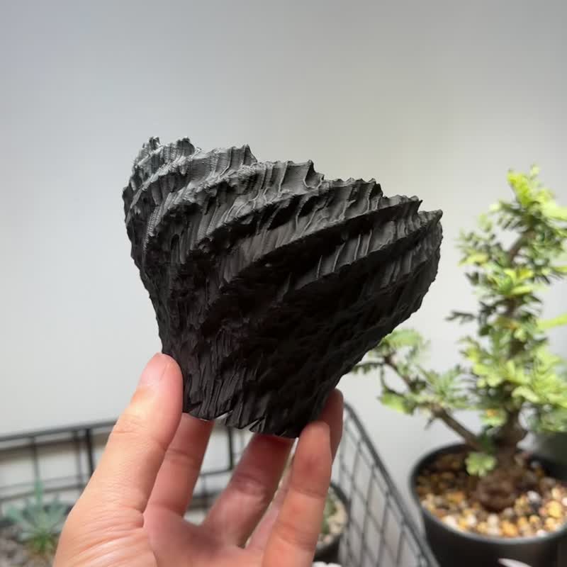 CBP002植木钵 原创设计/3D打印/多肉块根植物/盆器盆栽/送礼 - 植栽/盆栽 - 塑料 黑色